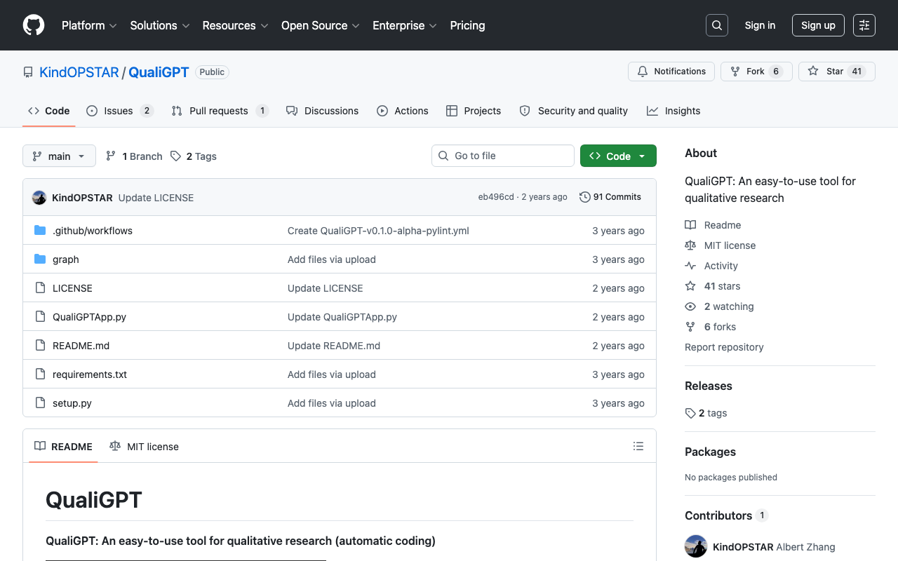 QualiGPT GitHub 頁面截圖