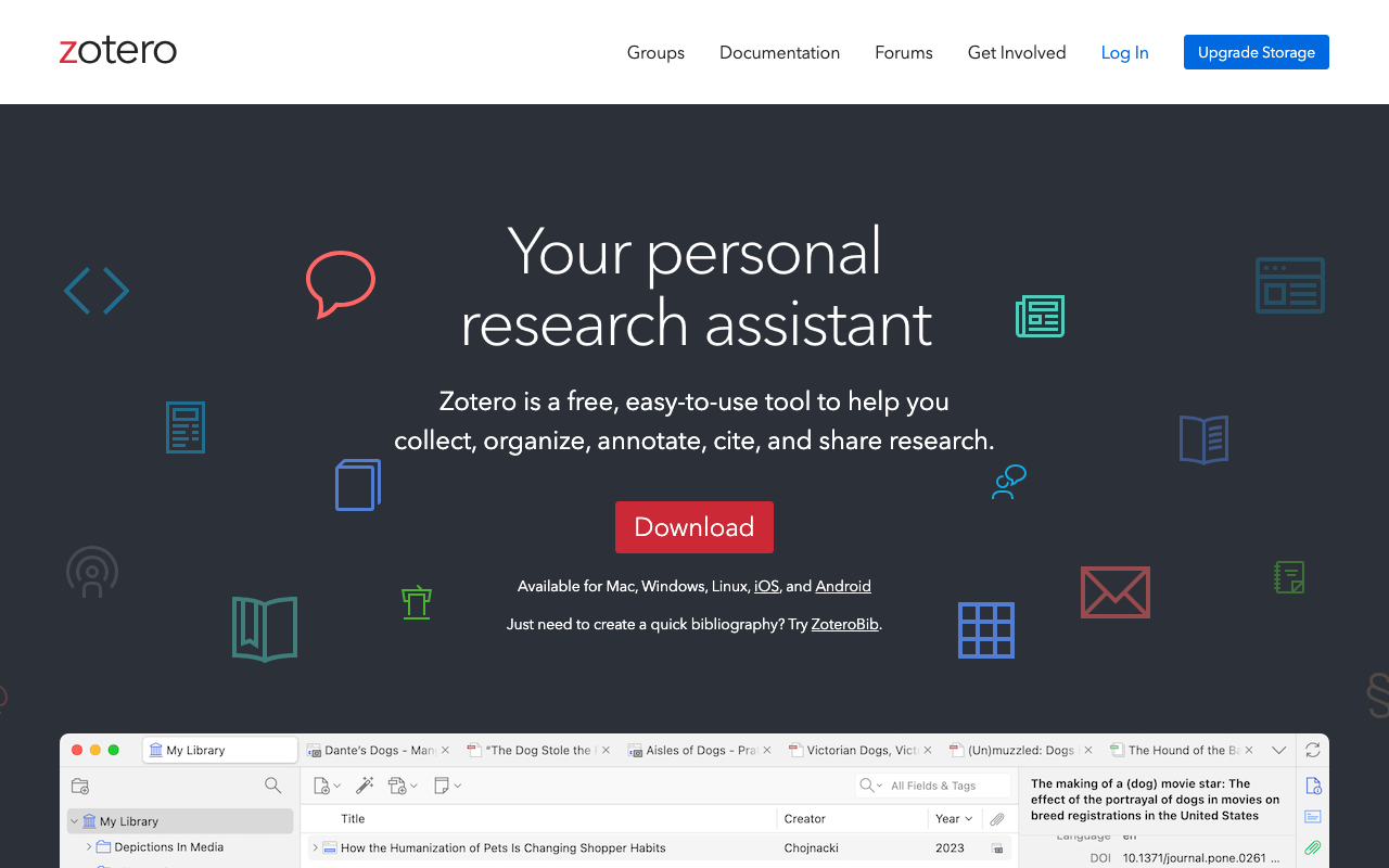 Zotero 官方網站截圖